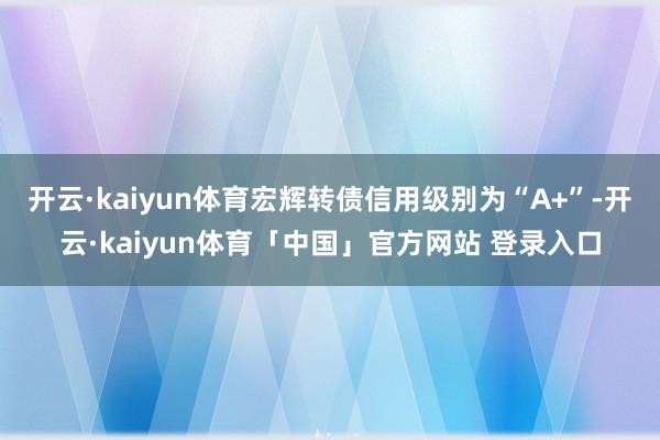 开云·kaiyun体育宏辉转债信用级别为“A+”-开云·kaiyun体育「中国」官方网站 登录入口