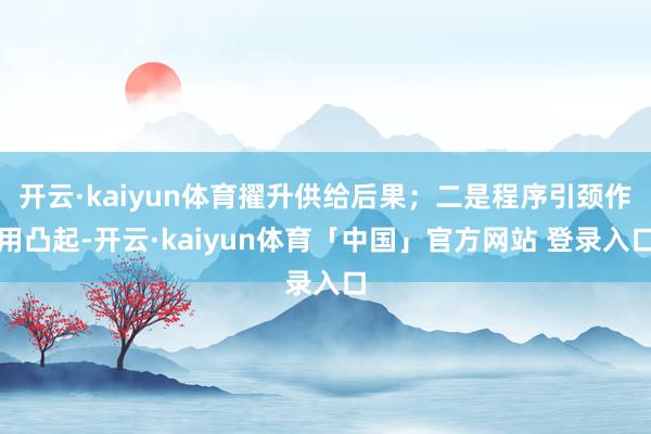 开云·kaiyun体育擢升供给后果；二是程序引颈作用凸起-开云·kaiyun体育「中国」官方网站 登录入口